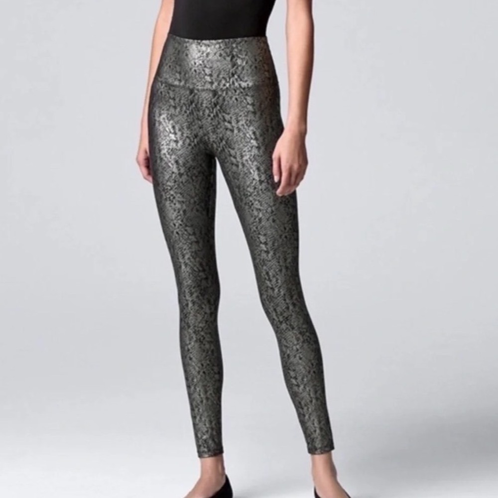 Simply Vera Vera Wang High Waisted Leggings Women‎ Large Silver New With Tags